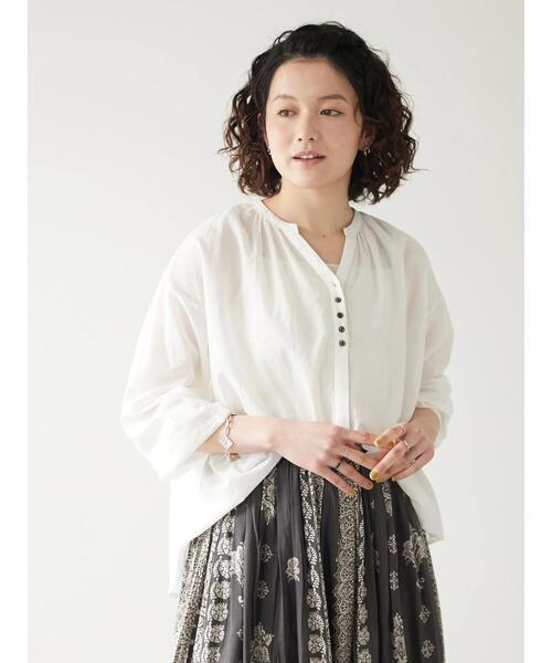 CRAFT STANDARD BOUTIQUE(クラフトスタンダードブティック)の「【インドコットン】スキッパーギャザーブラウス *◆(シャツ/ブラウス・レディース・ブラック/オフホワイト/グリーン・FREE)」の12枚目の写真