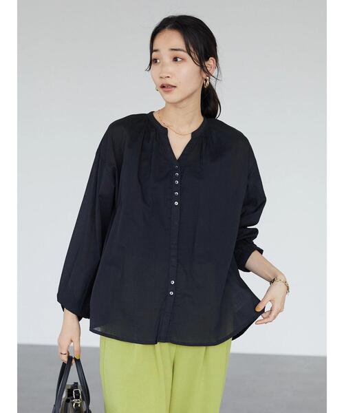 CRAFT STANDARD BOUTIQUE(クラフトスタンダードブティック)の「【インドコットン】スキッパーギャザーブラウス *◆(シャツ/ブラウス・レディース・ブラック/オフホワイト/グリーン・FREE)」の13枚目の写真