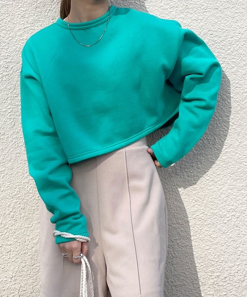 w closet(ダブルクローゼット)の「スウェットショートクルーネックカーディガン(カーディガン/ボレロ・レディース・ブラック/オレンジ/グリーン/アイボリー/ミント・FREE)」の1枚目の写真