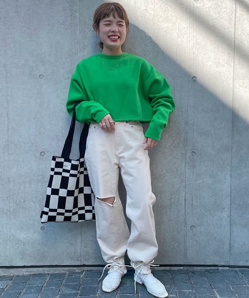 w closet(ダブルクローゼット)の「スウェットショートクルーネックカーディガン(カーディガン/ボレロ・レディース・ブラック/オレンジ/グリーン/アイボリー/ミント・FREE)」の8枚目の写真