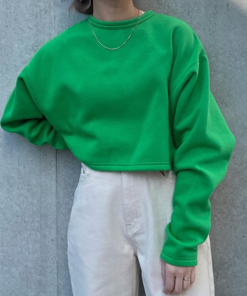 w closet(ダブルクローゼット)の「スウェットショートクルーネックカーディガン(カーディガン/ボレロ・レディース・ブラック/オレンジ/グリーン/アイボリー/ミント・FREE)」の10枚目の写真