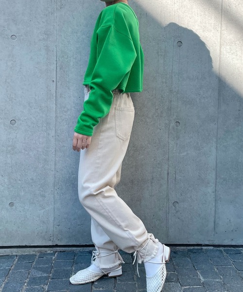 w closet(ダブルクローゼット)の「スウェットショートクルーネックカーディガン(カーディガン/ボレロ・レディース・ブラック/オレンジ/グリーン/アイボリー/ミント・FREE)」の11枚目の写真