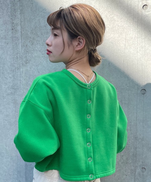 w closet(ダブルクローゼット)の「スウェットショートクルーネックカーディガン(カーディガン/ボレロ・レディース・ブラック/オレンジ/グリーン/アイボリー/ミント・FREE)」の12枚目の写真