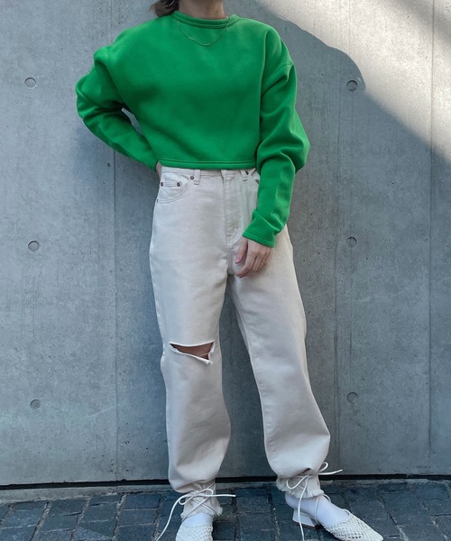 w closet(ダブルクローゼット)の「スウェットショートクルーネックカーディガン(カーディガン/ボレロ・レディース・ブラック/オレンジ/グリーン/アイボリー/ミント・FREE)」の15枚目の写真