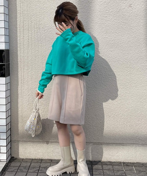 w closet(ダブルクローゼット)の「スウェットショートクルーネックカーディガン(カーディガン/ボレロ・レディース・ブラック/オレンジ/グリーン/アイボリー/ミント・FREE)」の22枚目の写真