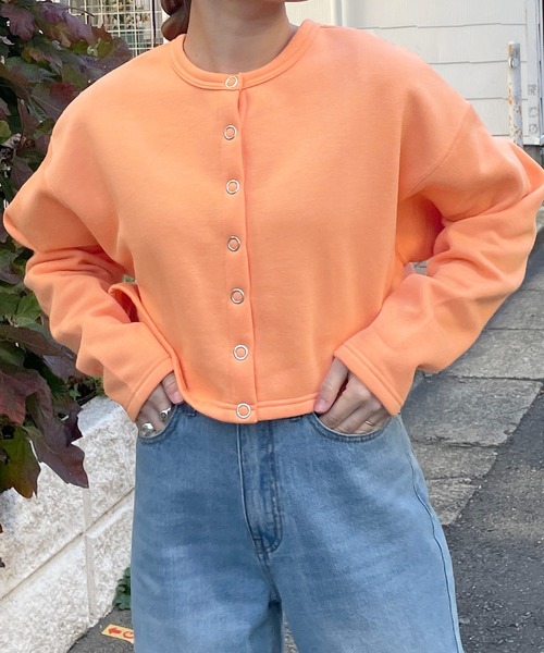 w closet(ダブルクローゼット)の「スウェットショートクルーネックカーディガン(カーディガン/ボレロ・レディース・ブラック/オレンジ/グリーン/アイボリー/ミント・FREE)」の20枚目の写真