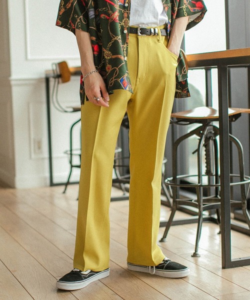 RAGEBLUE（レイジブルー）の「メランジーンズフレアパンツ＜セットアップ着用可能＞（スラックス・メンズ・ライトグレー/ブラック/ブラウン/イエロー/ピンク・MEDIUM/LARGE）」の5枚目の写真