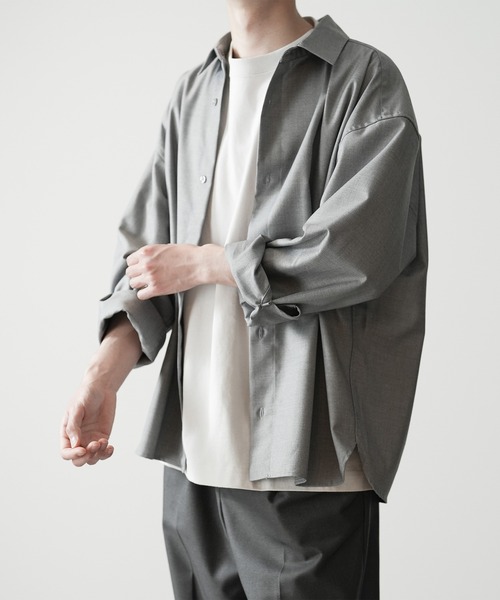 RUUBON(ルーボン)の「【RUUBON】relax regular collar shirt / リラックス レギュラーカラーシャツ (セットアップ対応)(シャツ/ブラウス・メンズ・ホワイト/ダークグレー/ブルーグレー/モカ・S/M/L)」の3枚目の写真