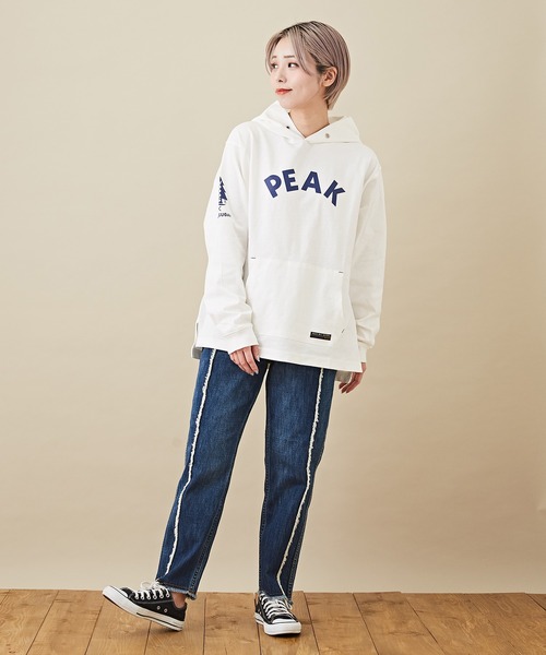 CUBE SUGAR（キューブシュガー）の「WOODSコラボ天竺アウトドアロゴプリントパーカー（パーカー・レディース・ホワイト/ブラック/ベージュ・M）」の13枚目の写真