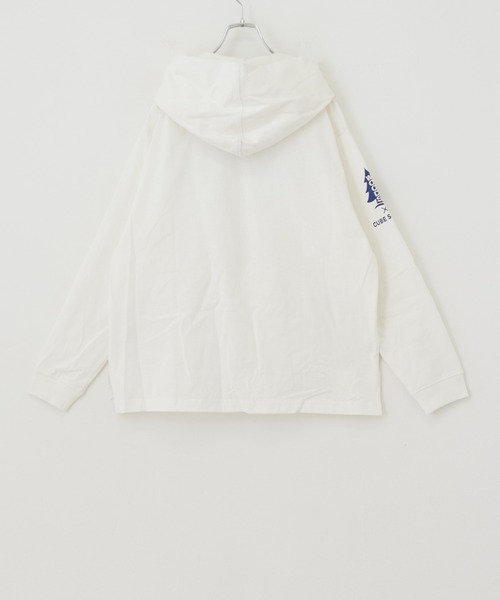 CUBE SUGAR（キューブシュガー）の「WOODSコラボ天竺アウトドアロゴプリントパーカー（パーカー・レディース・ホワイト/ブラック/ベージュ・M）」の12枚目の写真