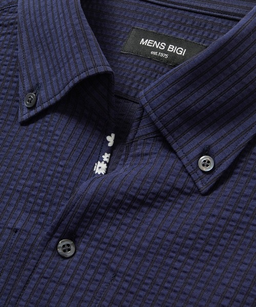 MEN'S BIGI(メンズビギ)の「【COOLMAX】ニットサッカースキッパーB.D.七分袖シャツ(シャツ/ブラウス・メンズ・ホワイト/ネイビー/ブルー系その他・01/02/03/04)」の17枚目の写真