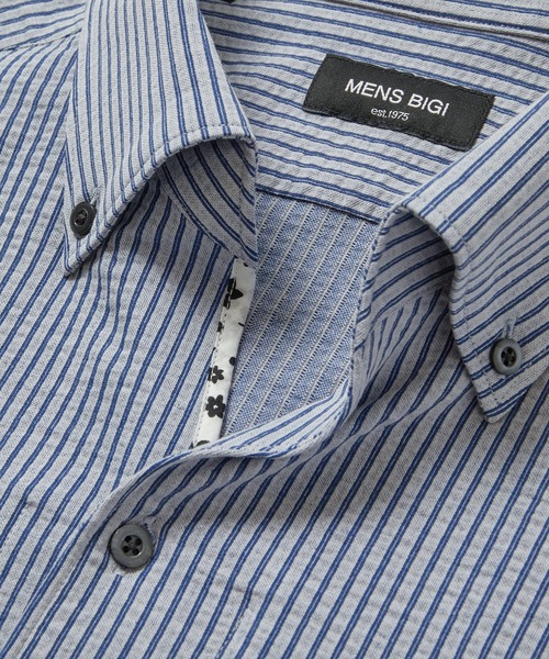 MEN'S BIGI(メンズビギ)の「【COOLMAX】ニットサッカースキッパーB.D.七分袖シャツ(シャツ/ブラウス・メンズ・ホワイト/ネイビー/ブルー系その他・01/02/03/04)」の9枚目の写真