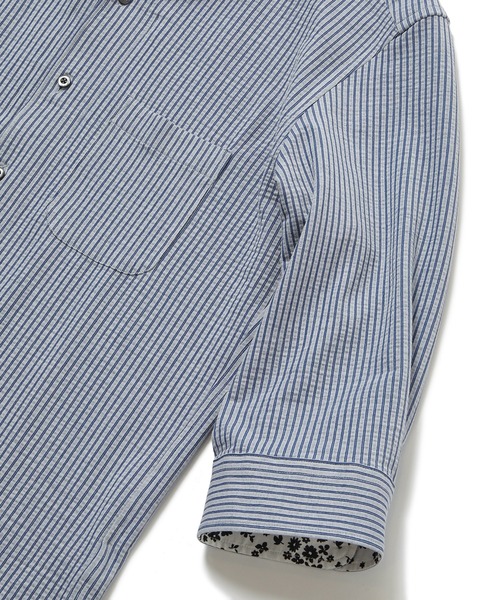 MEN'S BIGI(メンズビギ)の「【COOLMAX】ニットサッカースキッパーB.D.七分袖シャツ(シャツ/ブラウス・メンズ・ホワイト/ネイビー/ブルー系その他・01/02/03/04)」の20枚目の写真