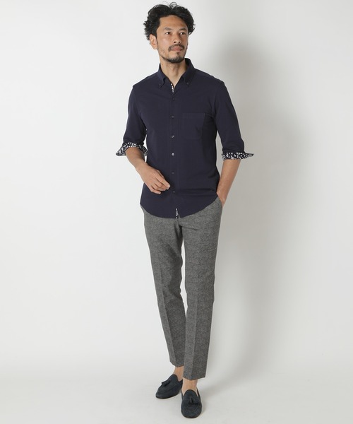 MEN'S BIGI(メンズビギ)の「【COOLMAX】ニットサッカースキッパーB.D.七分袖シャツ(シャツ/ブラウス・メンズ・ホワイト/ネイビー/ブルー系その他・01/02/03/04)」の11枚目の写真