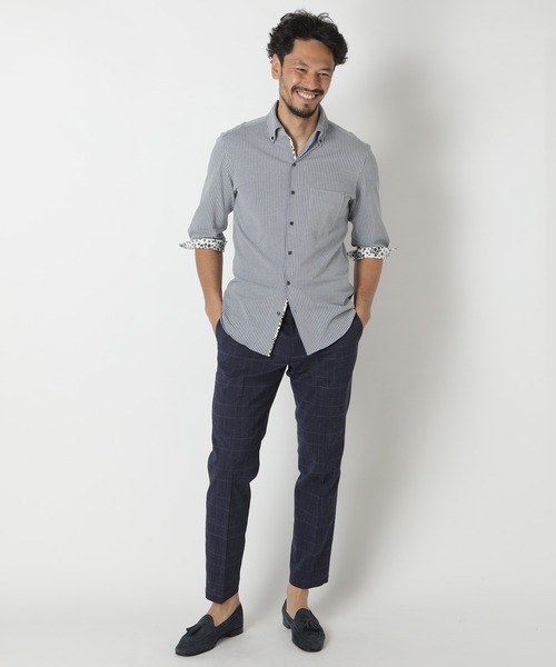 MEN'S BIGI(メンズビギ)の「【COOLMAX】ニットサッカースキッパーB.D.七分袖シャツ(シャツ/ブラウス・メンズ・ホワイト/ネイビー/ブルー系その他・01/02/03/04)」の19枚目の写真