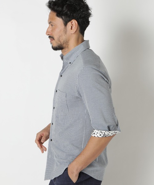MEN'S BIGI(メンズビギ)の「【COOLMAX】ニットサッカースキッパーB.D.七分袖シャツ(シャツ/ブラウス・メンズ・ホワイト/ネイビー/ブルー系その他・01/02/03/04)」の22枚目の写真