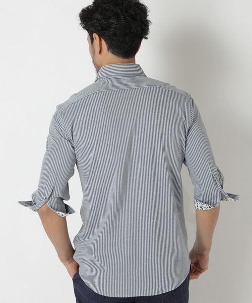 MEN'S BIGI(メンズビギ)の「【COOLMAX】ニットサッカースキッパーB.D.七分袖シャツ(シャツ/ブラウス・メンズ・ホワイト/ネイビー/ブルー系その他・01/02/03/04)」の18枚目の写真