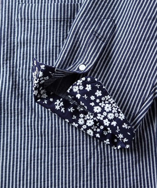 MEN'S BIGI(メンズビギ)の「【COOLMAX】ニットサッカースキッパーB.D.七分袖シャツ(シャツ/ブラウス・メンズ・ホワイト/ネイビー/ブルー系その他・01/02/03/04)」の6枚目の写真