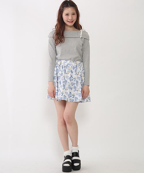 one after another NICE CLAUP（ワンアフターアナザーナイスクラップ）の「【ナイスクラップ】花柄スカパン（スカート・レディース・ホワイト/ミント/ネイビー・FREE）」の10枚目の写真