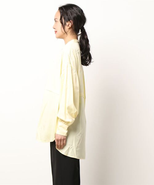 Q（キュー）の「バンブーローンタックシャツ（シャツ/ブラウス・レディース・ラベンダー/レモンイエロー・MEDIUM）」の4枚目の写真