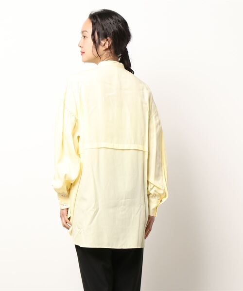 Q（キュー）の「バンブーローンタックシャツ（シャツ/ブラウス・レディース・ラベンダー/レモンイエロー・MEDIUM）」の5枚目の写真