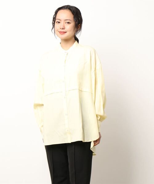 Q（キュー）の「バンブーローンタックシャツ（シャツ/ブラウス・レディース・ラベンダー/レモンイエロー・MEDIUM）」の8枚目の写真