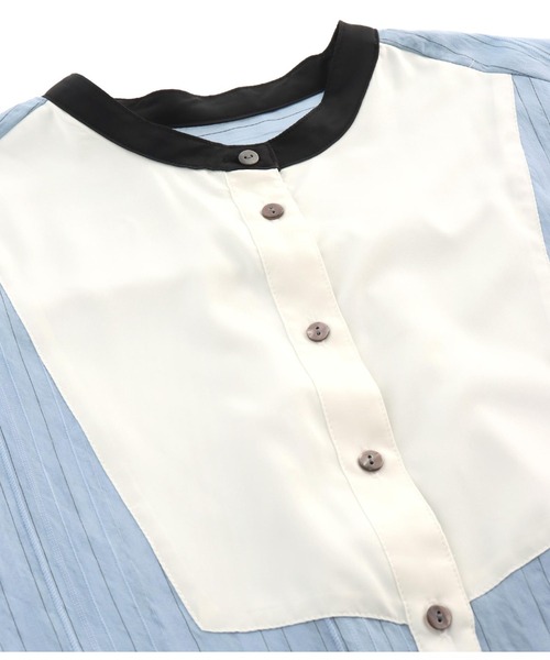 Settimissimo（セッティミッシモ）の「ジャガードストライプドレスシャツ（シャツ/ブラウス・レディース・ブルー/オフホワイト・FREE）」の4枚目の写真