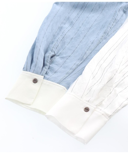 Settimissimo（セッティミッシモ）の「ジャガードストライプドレスシャツ（シャツ/ブラウス・レディース・ブルー/オフホワイト・FREE）」の7枚目の写真