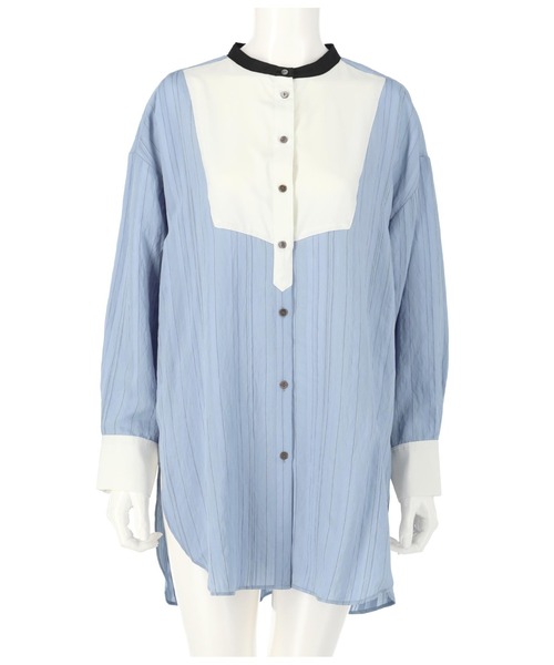 Settimissimo（セッティミッシモ）の「ジャガードストライプドレスシャツ（シャツ/ブラウス・レディース・ブルー/オフホワイト・FREE）」の11枚目の写真