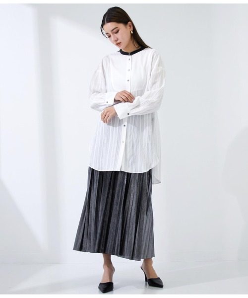 Settimissimo（セッティミッシモ）の「ジャガードストライプドレスシャツ（シャツ/ブラウス・レディース・ブルー/オフホワイト・FREE）」の6枚目の写真