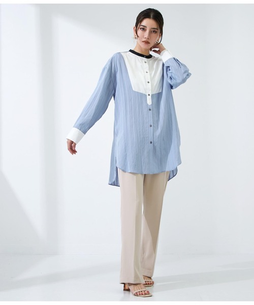 Settimissimo（セッティミッシモ）の「ジャガードストライプドレスシャツ（シャツ/ブラウス・レディース・ブルー/オフホワイト・FREE）」の10枚目の写真