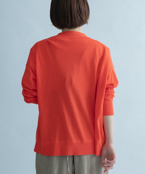 FORK&SPOON（フォークアンドスプーン）の「FORK&SPOON　デザインヘムVネックカーディガン（カーディガン/ボレロ・レディース・グレー/オフホワイト/オレンジ・1）」の5枚目の写真