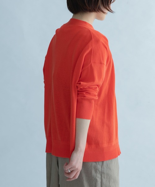 FORK&SPOON（フォークアンドスプーン）の「FORK&SPOON　デザインヘムVネックカーディガン（カーディガン/ボレロ・レディース・グレー/オフホワイト/オレンジ・1）」の6枚目の写真