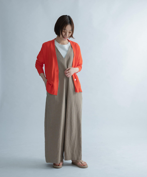 FORK&SPOON（フォークアンドスプーン）の「FORK&SPOON　デザインヘムVネックカーディガン（カーディガン/ボレロ・レディース・グレー/オフホワイト/オレンジ・1）」の8枚目の写真