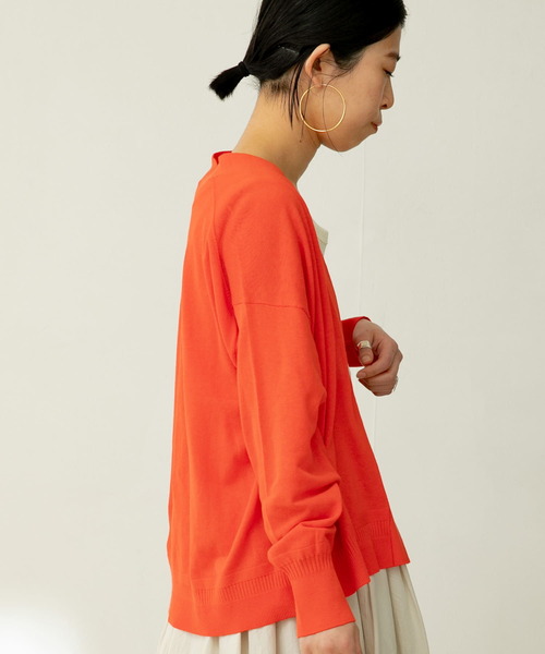 FORK&SPOON（フォークアンドスプーン）の「FORK&SPOON　デザインヘムVネックカーディガン（カーディガン/ボレロ・レディース・グレー/オフホワイト/オレンジ・1）」の11枚目の写真