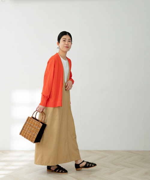 FORK&SPOON（フォークアンドスプーン）の「FORK&SPOON　デザインヘムVネックカーディガン（カーディガン/ボレロ・レディース・グレー/オフホワイト/オレンジ・1）」の19枚目の写真