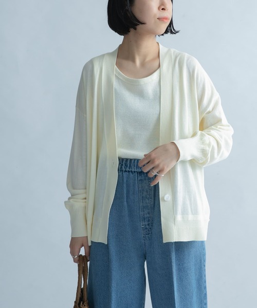 FORK&SPOON（フォークアンドスプーン）の「FORK&SPOON　デザインヘムVネックカーディガン（カーディガン/ボレロ・レディース・グレー/オフホワイト/オレンジ・1）」の21枚目の写真