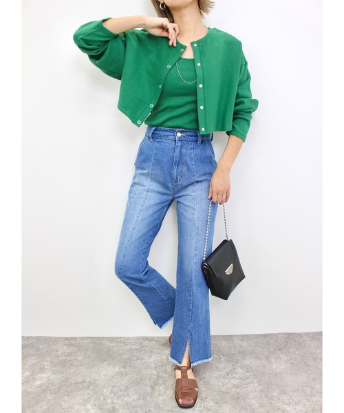 MLI'A(エムリア)の「バッククロスカップ付きリブキャミソール(キャミソール・レディース・アイボリー/ブラック/オレンジ/ブルー/グリーン/ホワイト×ネイビー・M)」の9枚目の写真