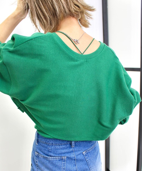 MLI'A(エムリア)の「バッククロスカップ付きリブキャミソール(キャミソール・レディース・アイボリー/ブラック/オレンジ/ブルー/グリーン/ホワイト×ネイビー・M)」の13枚目の写真