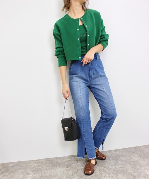 MLI'A(エムリア)の「バッククロスカップ付きリブキャミソール(キャミソール・レディース・アイボリー/ブラック/オレンジ/ブルー/グリーン/ホワイト×ネイビー・M)」の15枚目の写真