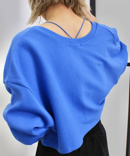 MLI'A(エムリア)の「バッククロスカップ付きリブキャミソール(キャミソール・レディース・アイボリー/ブラック/オレンジ/ブルー/グリーン/ホワイト×ネイビー・M)」の20枚目の写真