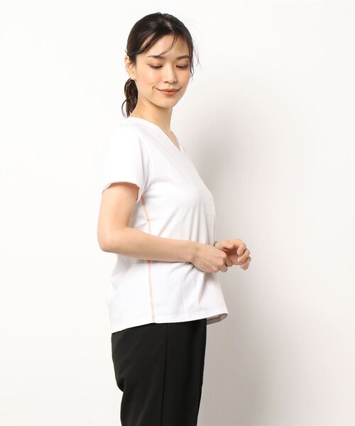 Q（キュー）の「デイリー半袖T（Tシャツ/カットソー・レディース・ホワイト/ブラック・MEDIUM）」の5枚目の写真