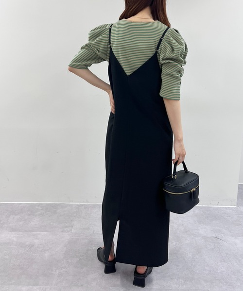 DISCOAT（ディスコート）の「【WEB限定】パワショル5分袖プルオーバー（Tシャツ/カットソー・レディース・オフホワイト/ホワイト×ブラック/ブラック/グリーン/ブラウン・FREE）」の10枚目の写真