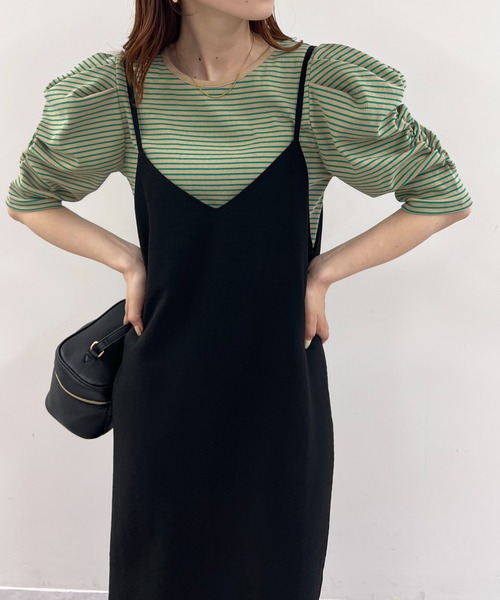 DISCOAT（ディスコート）の「【WEB限定】パワショル5分袖プルオーバー（Tシャツ/カットソー・レディース・オフホワイト/ホワイト×ブラック/ブラック/グリーン/ブラウン・FREE）」の20枚目の写真