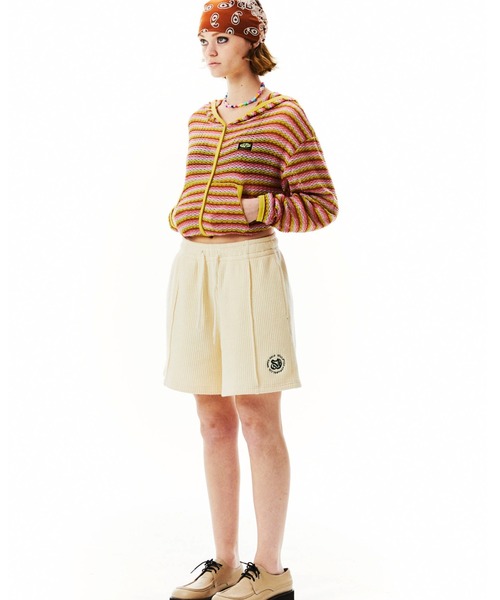 SCULPTOR（スカルプター）の「Stripe Knit Hoodie/ストライプニットフーディー（カーディガン/ボレロ・レディース・グリーン/ピンク/パープル・ONE SIZE）」の9枚目の写真