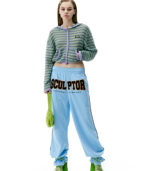 SCULPTOR（スカルプター）の「Stripe Knit Hoodie/ストライプニットフーディー（カーディガン/ボレロ・レディース・グリーン/ピンク/パープル・ONE SIZE）」の12枚目の写真