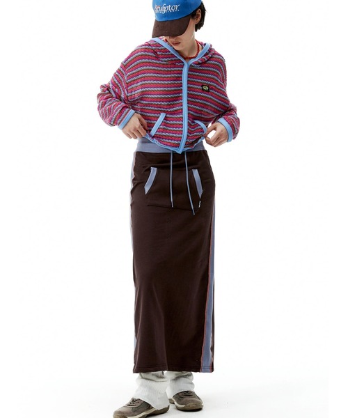 SCULPTOR（スカルプター）の「Stripe Knit Hoodie/ストライプニットフーディー（カーディガン/ボレロ・レディース・グリーン/ピンク/パープル・ONE SIZE）」の15枚目の写真