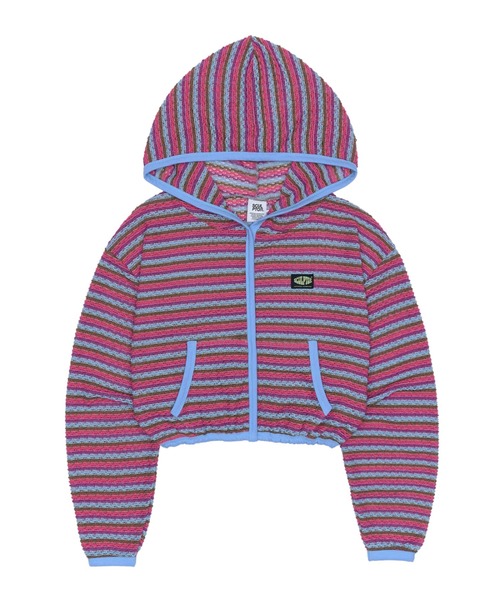 SCULPTOR（スカルプター）の「Stripe Knit Hoodie/ストライプニットフーディー（カーディガン/ボレロ・レディース・グリーン/ピンク/パープル・ONE SIZE）」の8枚目の写真