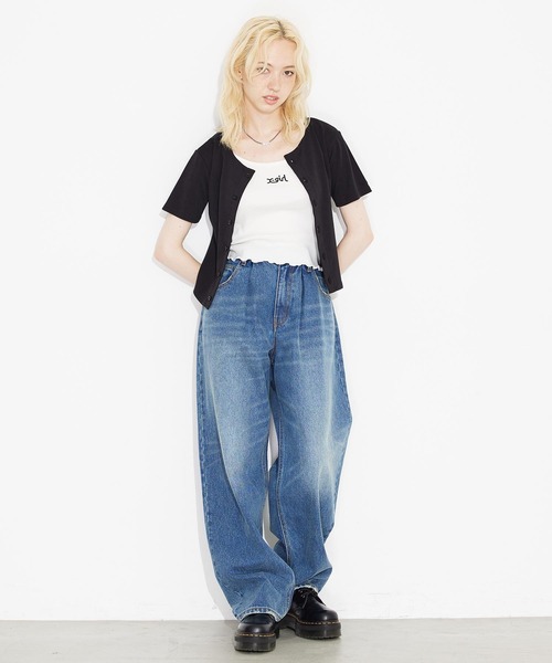 X-girl（エックスガール）の「2WAY S/S CARDIGAN（カーディガン/ボレロ・レディース・ホワイト/ブラック/ダークグリーン・S/M）」の6枚目の写真