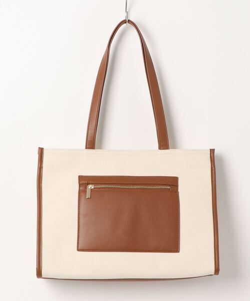 Te chichi TERRASSE（テチチテラス）の「キャンバス合皮コンビトートバッグ（トートバッグ・レディース・ブラウン/ブラック・ﾌﾘ-）」の2枚目の写真